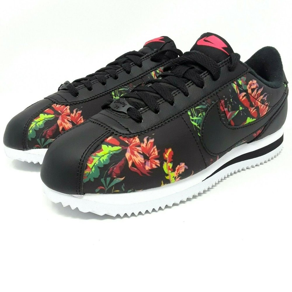 Nike Cortez Floral Basic Black/ Red Men's Shoes - Picture 1 of 8